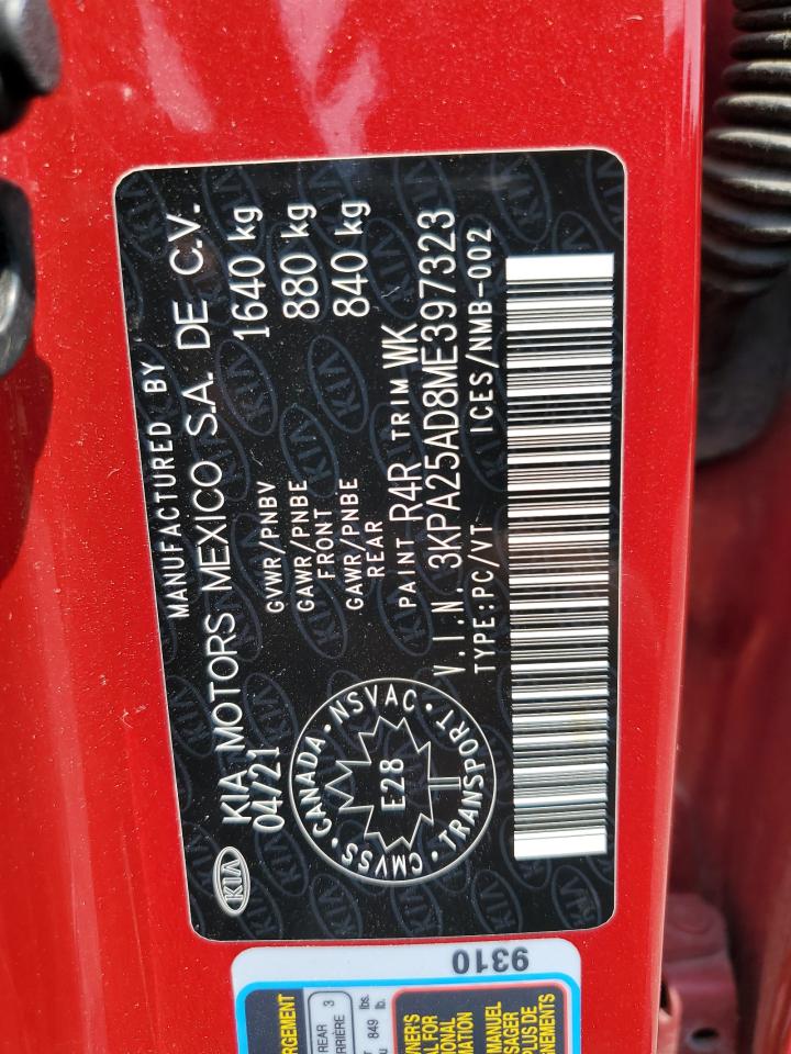 2021 Kia Rio S VIN: 3KPA25AD8ME397323 Lot: 64408705