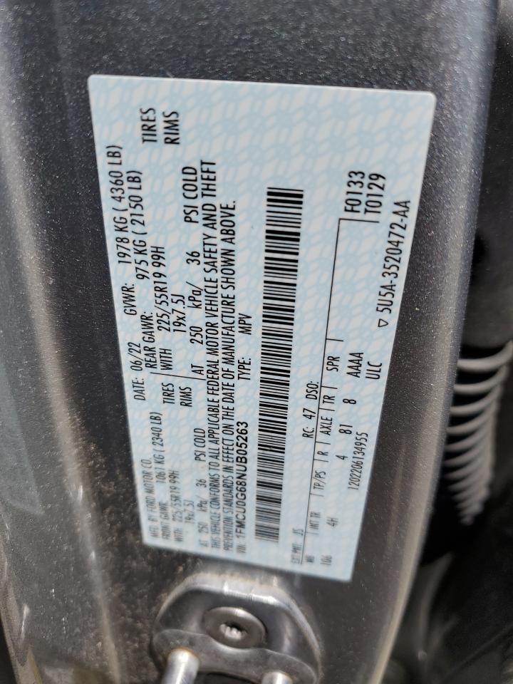 2022 Ford Escape Se VIN: 1FMCU0G68NUB05263 Lot: 64181295