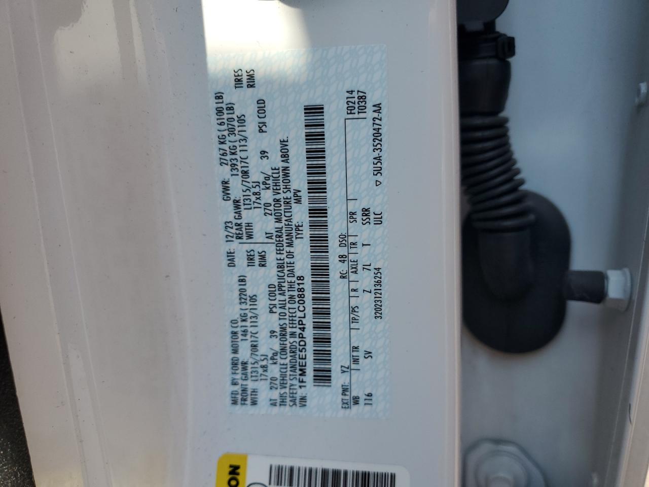 2023 Ford Bronco Base VIN: 1FMEE5DP4PLC08818 Lot: 64432395