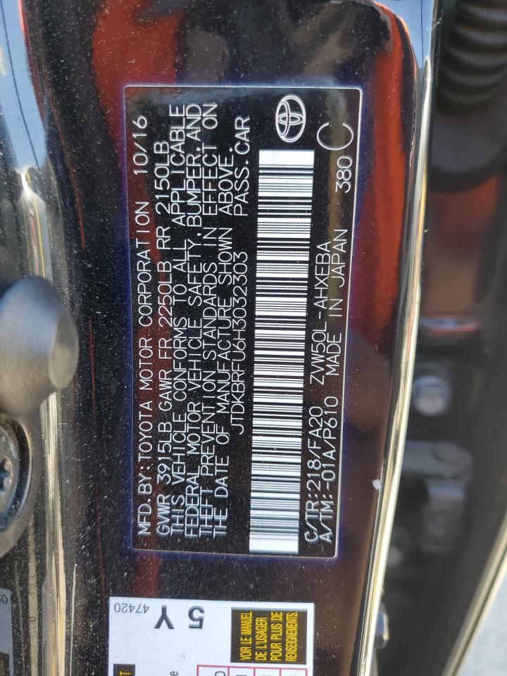 2017 Toyota Prius VIN: JTDKBRFU6H3032303 Lot: 65605525