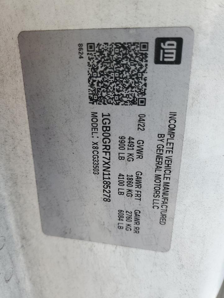 2022 Chevrolet Express G3500 VIN: 1GB0GRF7XN1185278 Lot: 63045555