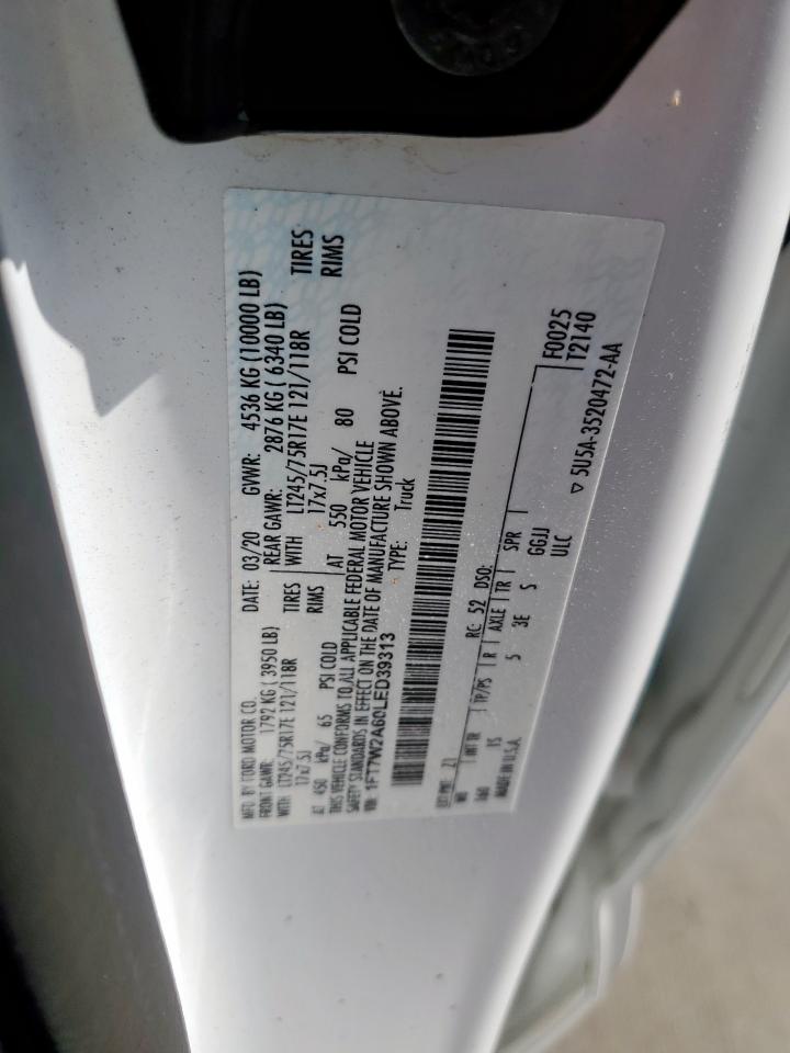 2020 Ford F250 Super Duty VIN: 1FT7W2A60LED39313 Lot: 64837615