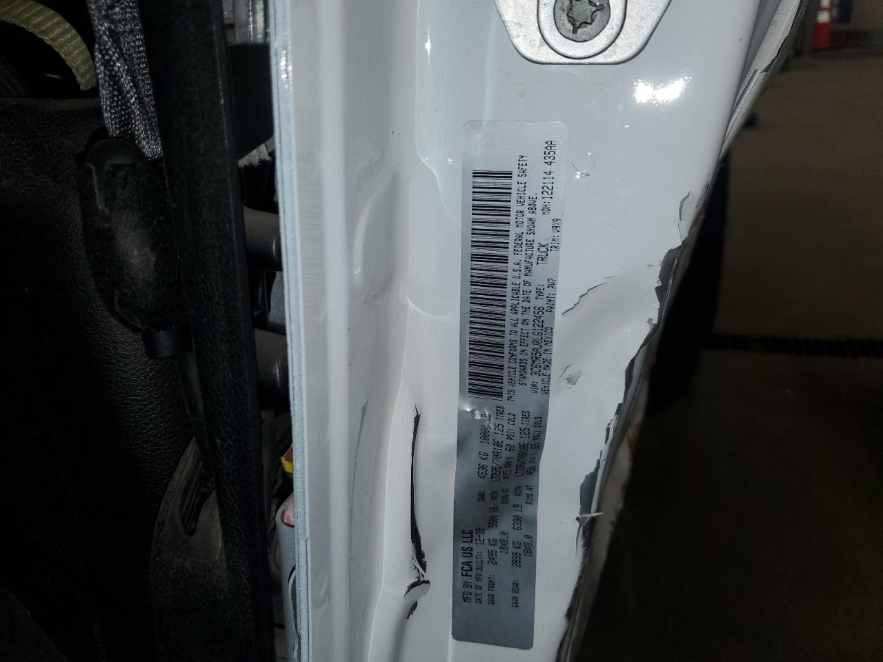 2020 Ram 2500 Tradesman VIN: 3C6MR5AJ0LG122456 Lot: 64508725