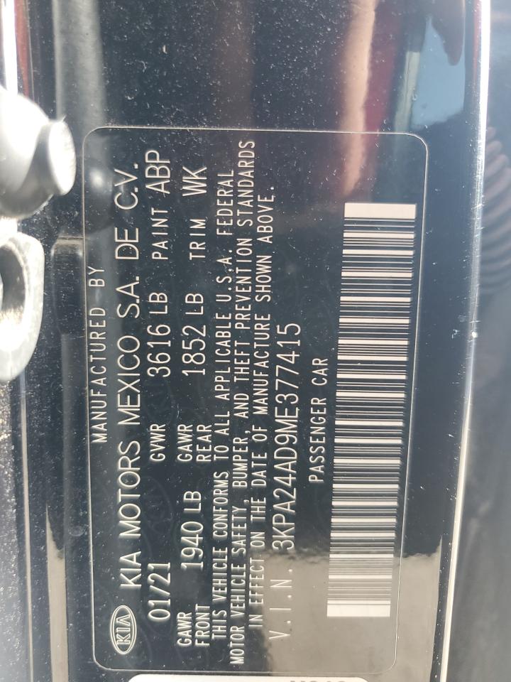 2021 Kia Rio Lx VIN: 3KPA24AD9ME377415 Lot: 62638745