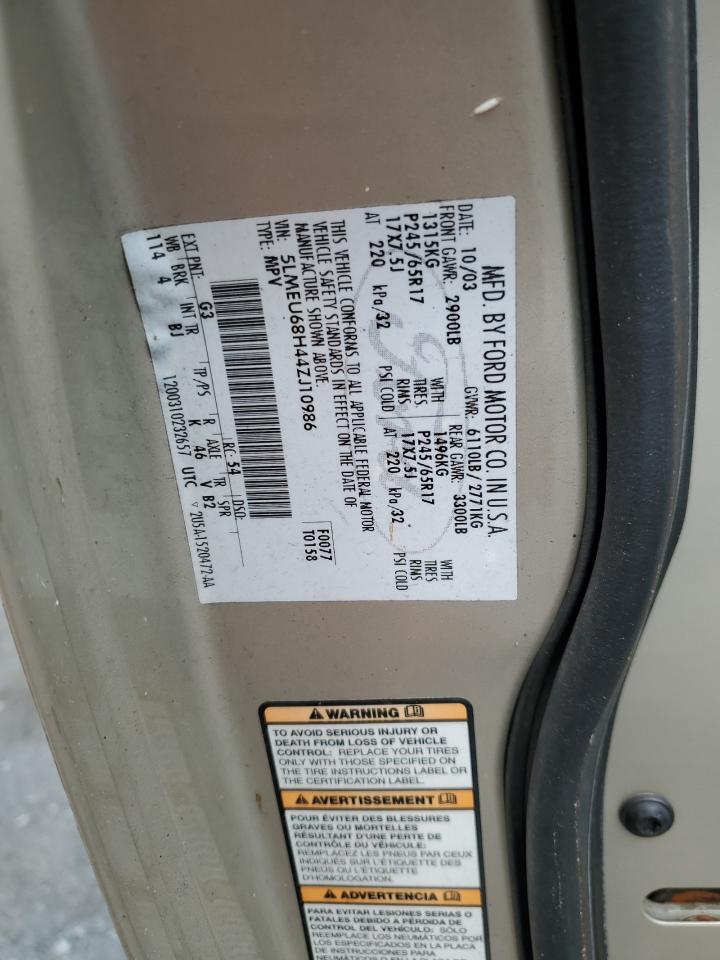 2004 Lincoln Aviator VIN: 5LMEU68H44ZJ10986 Lot: 63206635