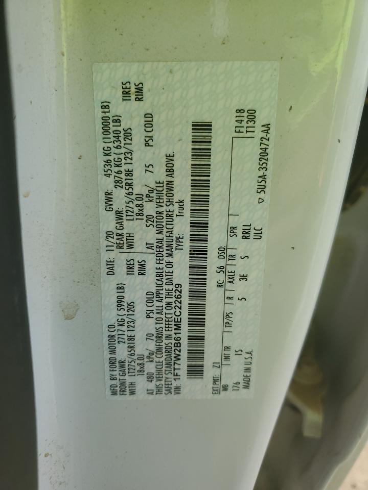 2021 Ford F250 Super Duty VIN: 1FT7W2B61MEC22629 Lot: 64217595