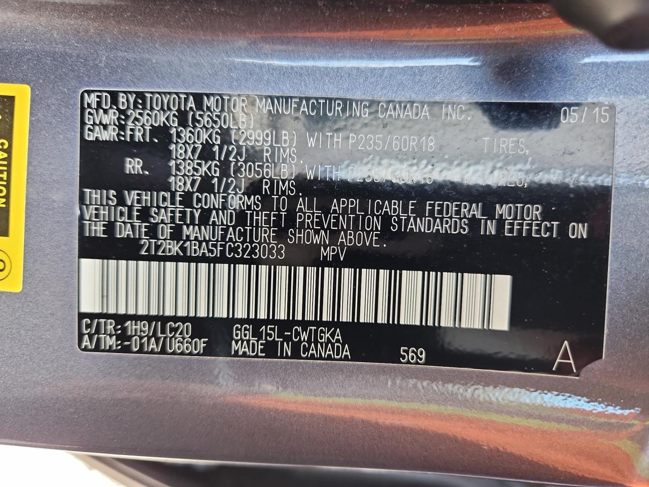 2015 Lexus Rx 350 Base VIN: 2T2BK1BA5FC323033 Lot: 64133545