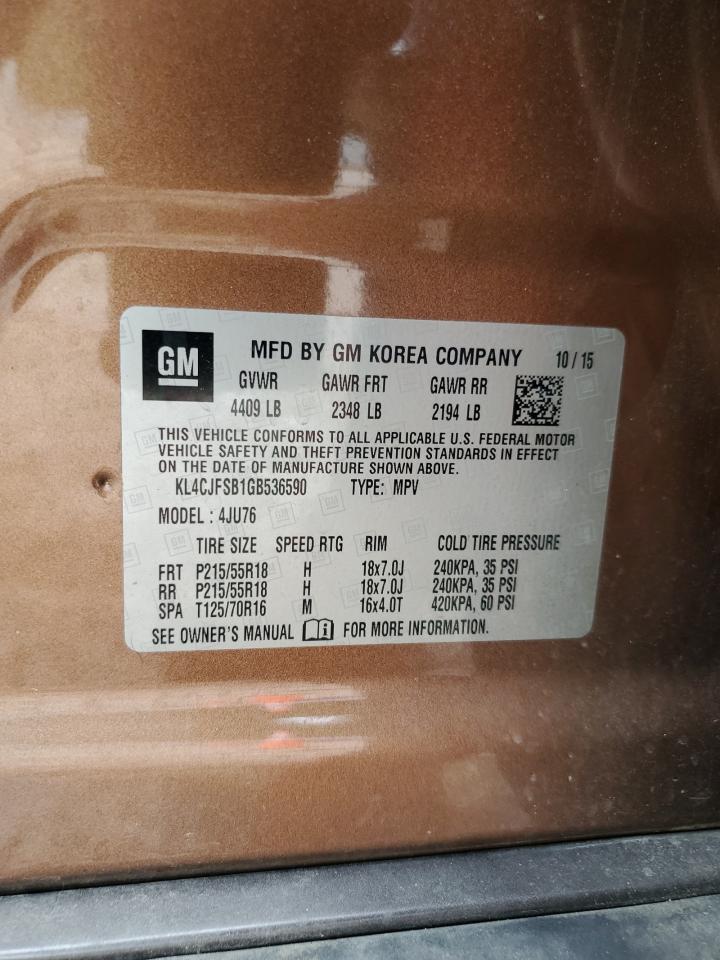 2016 Buick Encore Convenience VIN: KL4CJFSB1GB536590 Lot: 64415825