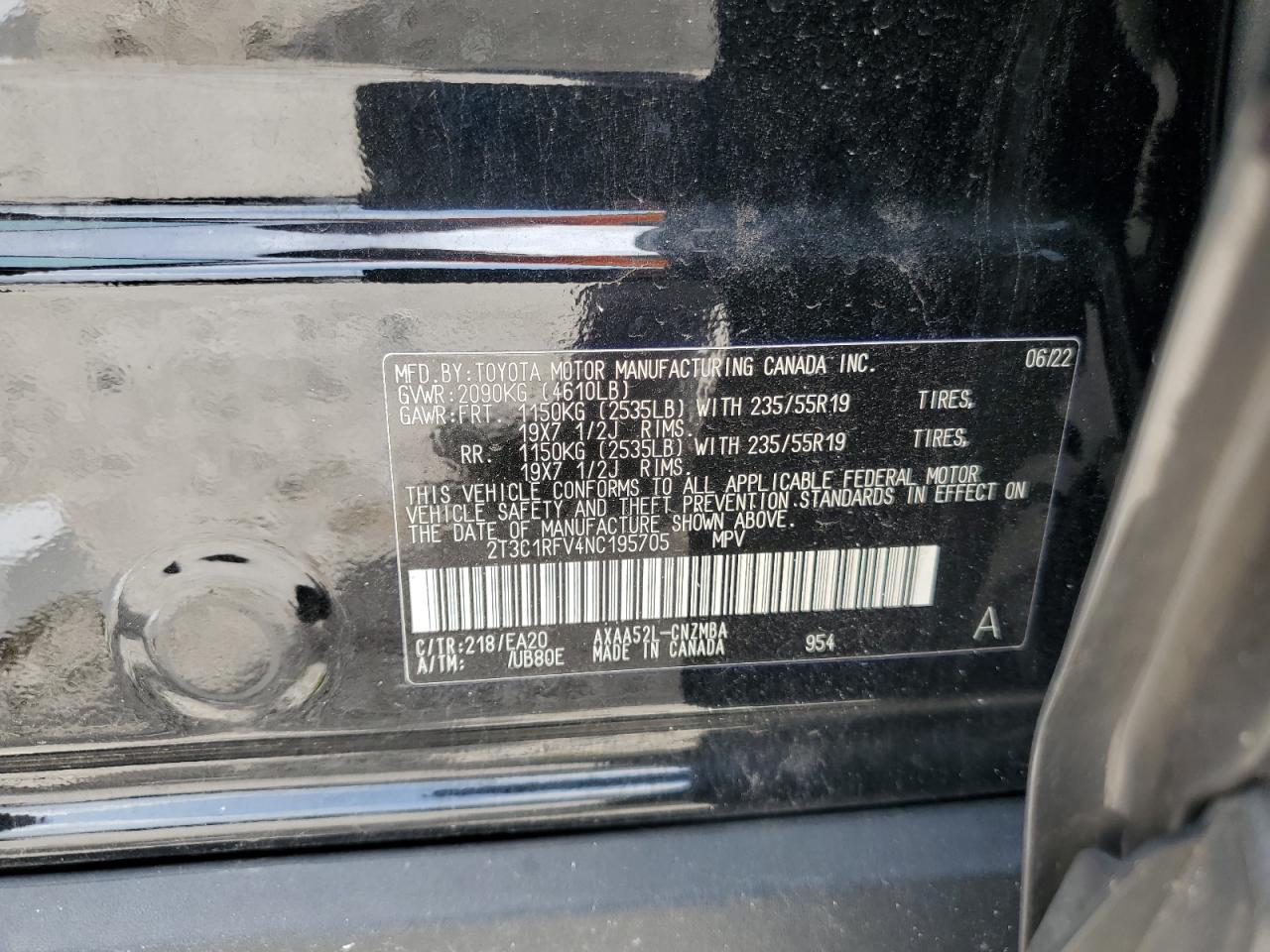 2022 Toyota Rav4 Xle Premium VIN: 2T3C1RFV4NC195705 Lot: 64654165
