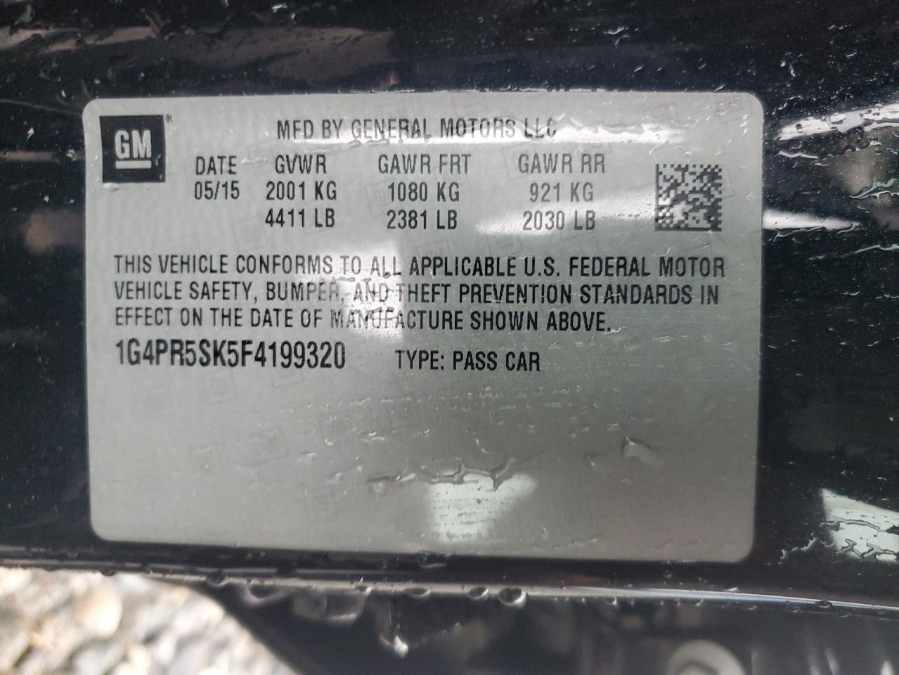 2015 Buick Verano Convenience VIN: 1G4PR5SK5F4199320 Lot: 63970285
