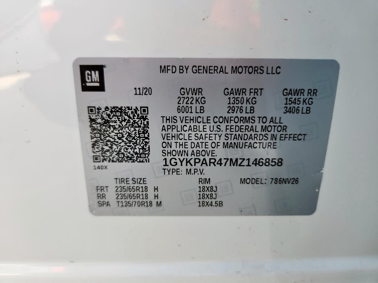 2021 Cadillac Xt6 Luxury VIN: 1GYKPAR47MZ146858 Lot: 64107965