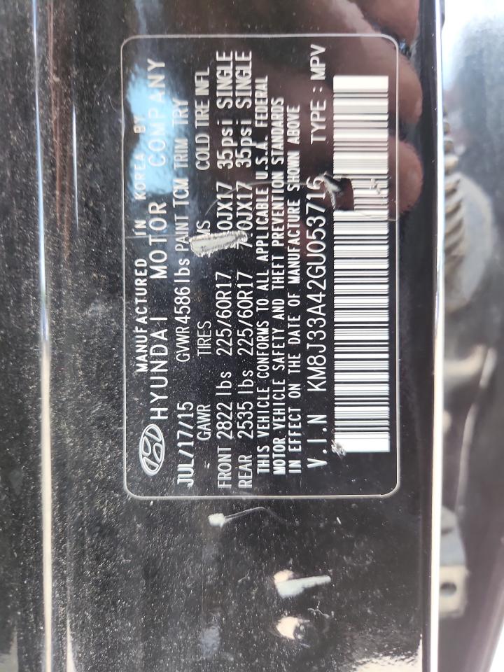 2016 Hyundai Tucson Limited VIN: KM8J33A42GU053716 Lot: 64896245