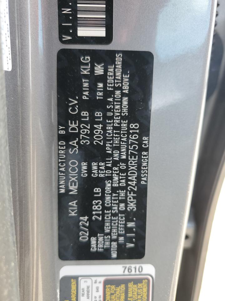 3KPF24ADXRE757618 2024 Kia Forte Lx