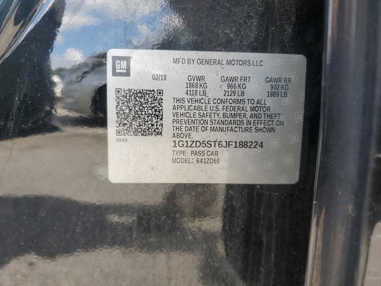 2018 Chevrolet Malibu Lt VIN: 1G1ZD5ST6JF188224 Lot: 65127845