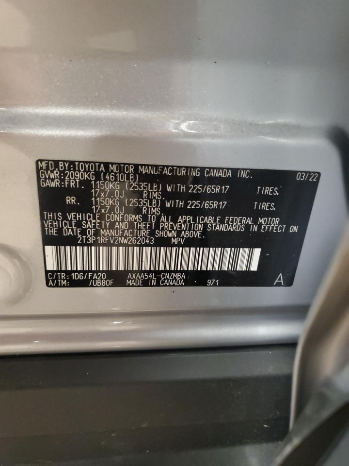 2022 Toyota Rav4 Xle VIN: 2T3P1RFV2NW262043 Lot: 65374675