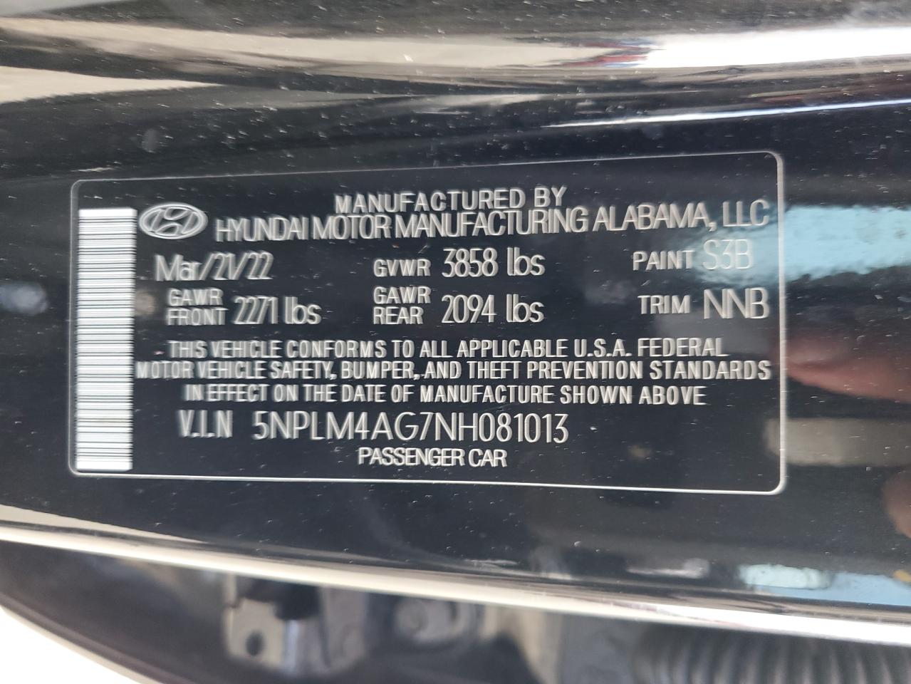 2022 Hyundai Elantra Sel VIN: 5NPLM4AG7NH081013 Lot: 63126325
