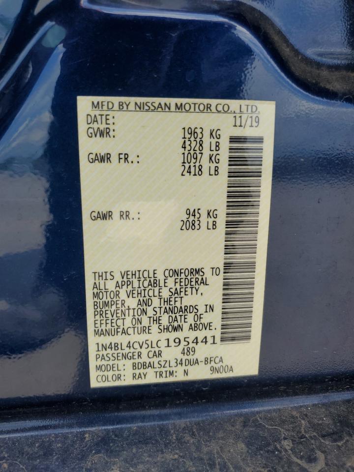 2020 Nissan Altima Sr VIN: 1N4BL4CV5LC195441 Lot: 65256825