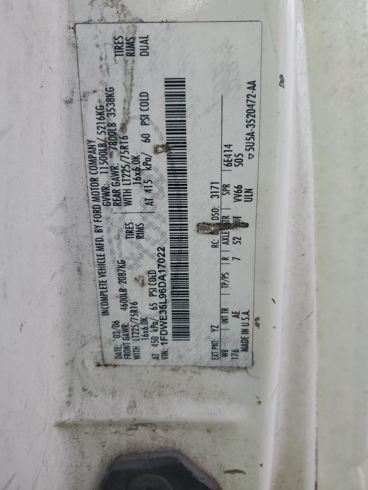 2006 Ford Econoline E350 Super Duty Cutaway Van VIN: 1FDWE35L96DA17022 Lot: 65257165