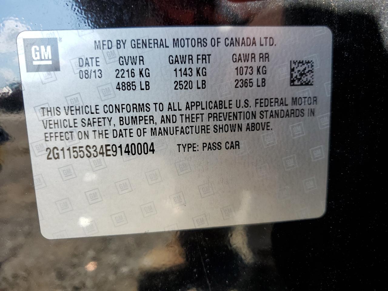 2014 Chevrolet Impala Ltz VIN: 2G1155S34E9140004 Lot: 64760735