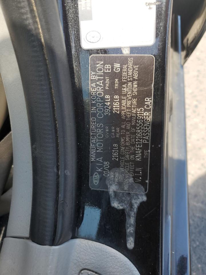 2008 Kia Spectra Ex VIN: KNAFE121685569115 Lot: 62959275