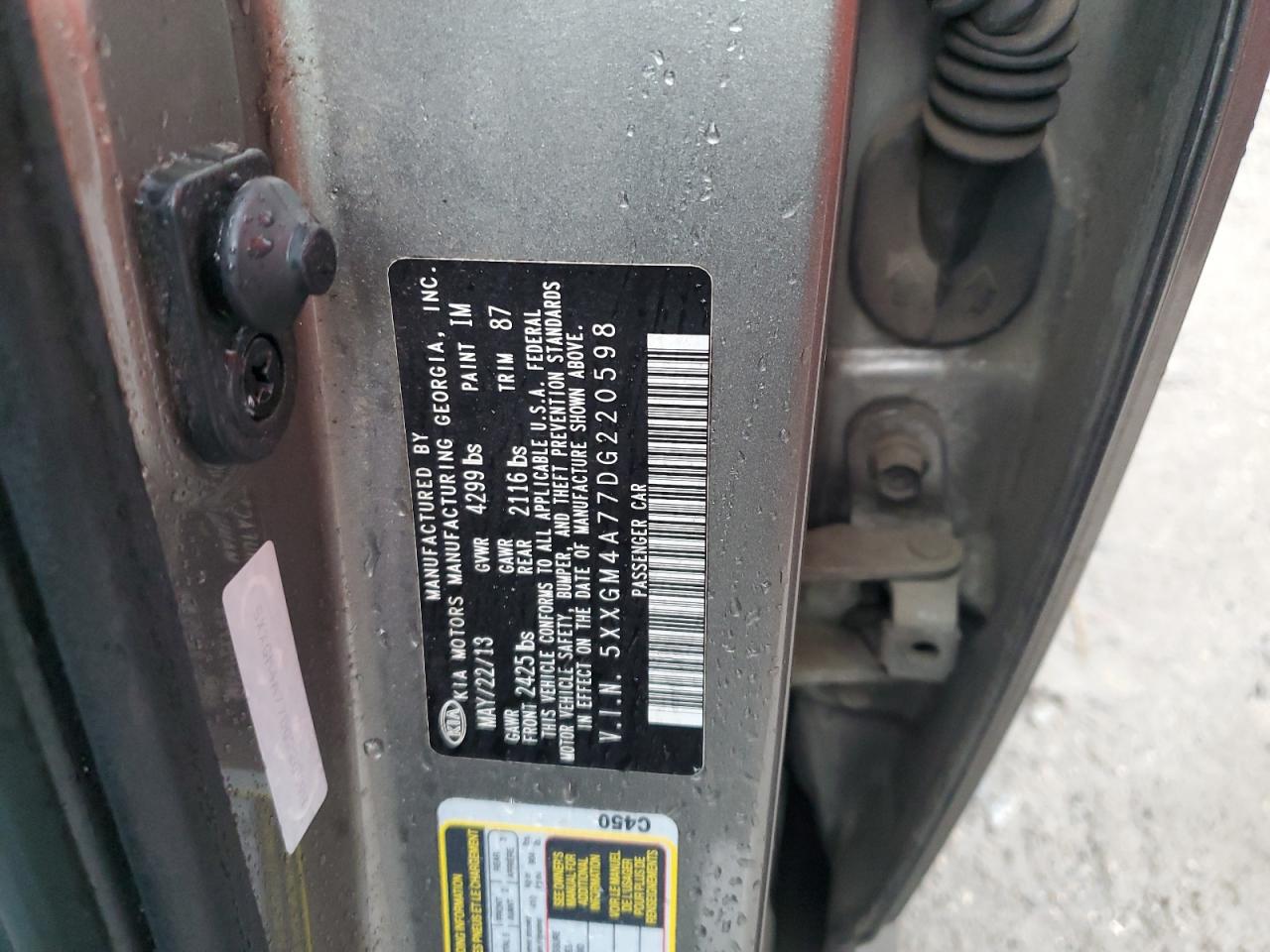 2013 Kia Optima Lx VIN: 5XXGM4A77DG220598 Lot: 64193035