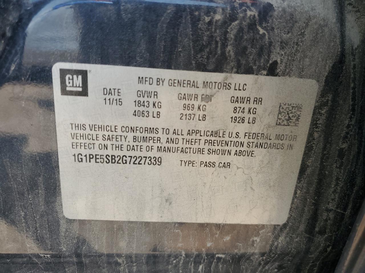 2016 Chevrolet Cruze Limited Lt VIN: 1G1PE5SB2G7227339 Lot: 64470915