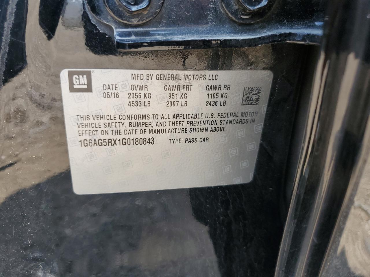 2016 Cadillac Ats VIN: 1G6AG5RX1G0180843 Lot: 63741495