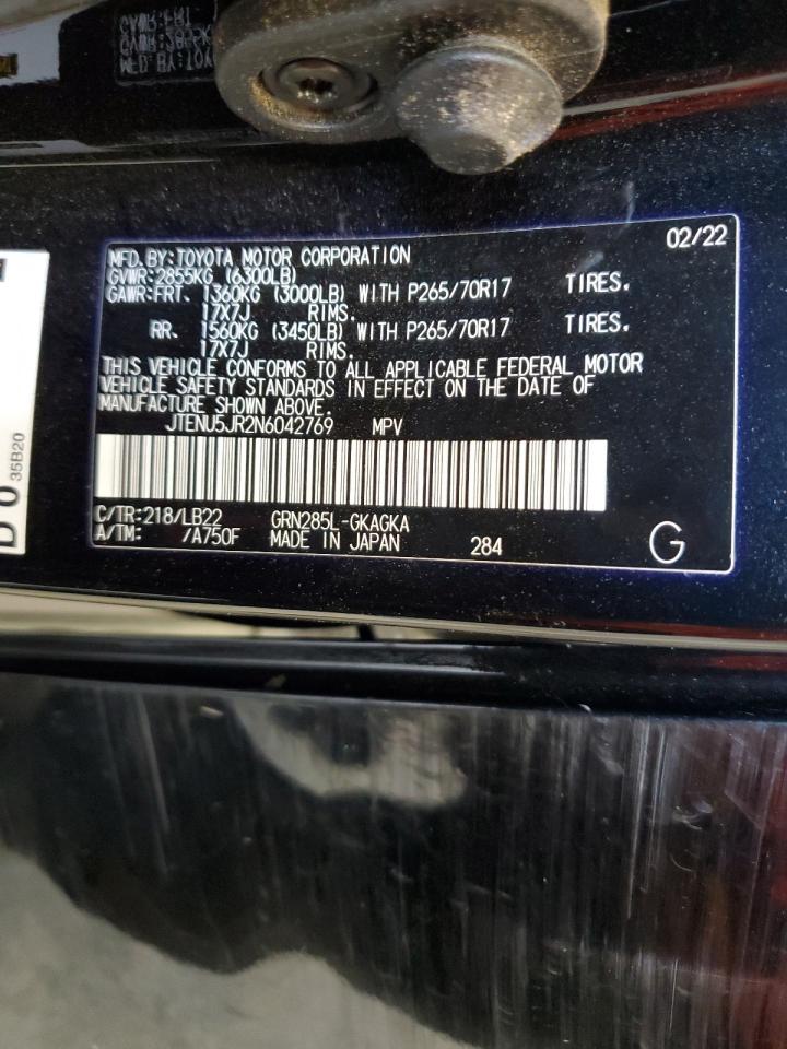 2022 Toyota 4Runner Sr5/Sr5 Premium VIN: JTENU5JR2N6042769 Lot: 64403505
