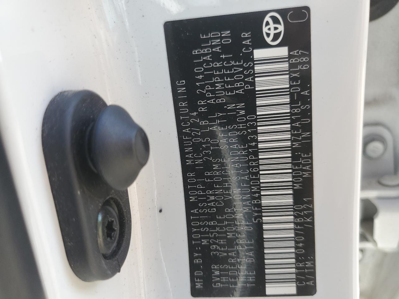 5yfb4mde6rp143130 5YFB4MDE6RP143130 2024 Toyota Corolla Le