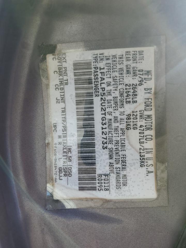 1996 Ford Taurus Gl VIN: 1FALP52U2TG312733 Lot: 63263975