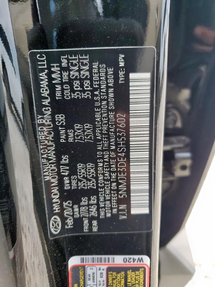 5nmje3de4sh537602 5NMJE3DE4SH537602 2025 Hyundai Tucson Limited