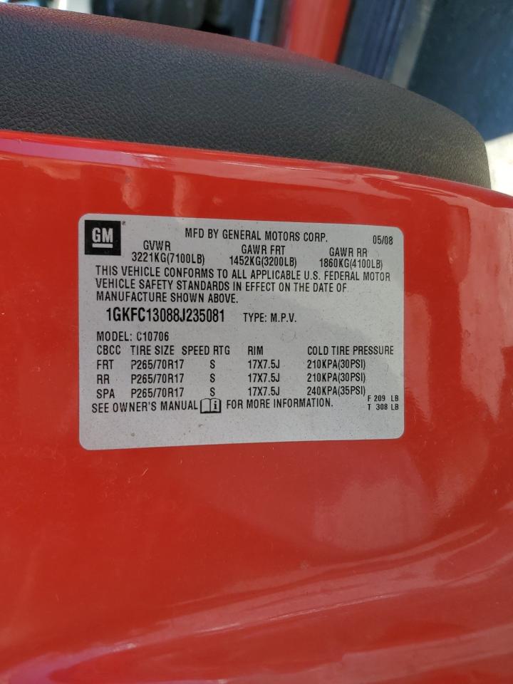 2008 GMC Yukon VIN: 1GKFC13088J235081 Lot: 64079025