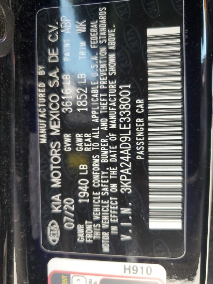 2020 Kia Rio Lx VIN: 3KPA24AD9LE338001 Lot: 64100535