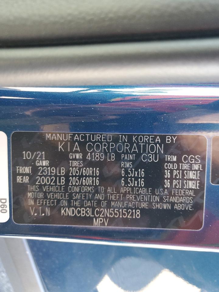 2022 Kia Niro Lx VIN: KNDCB3LC2N5515218 Lot: 63935175