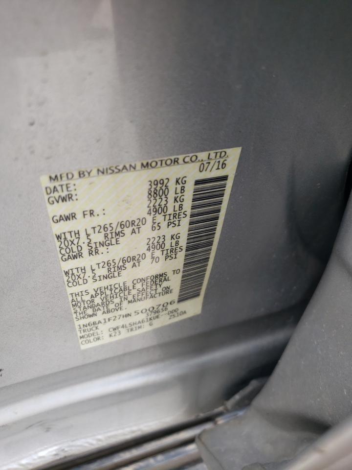 2017 Nissan Titan Xd Sl VIN: 1N6BA1F27HN500706 Lot: 63093685