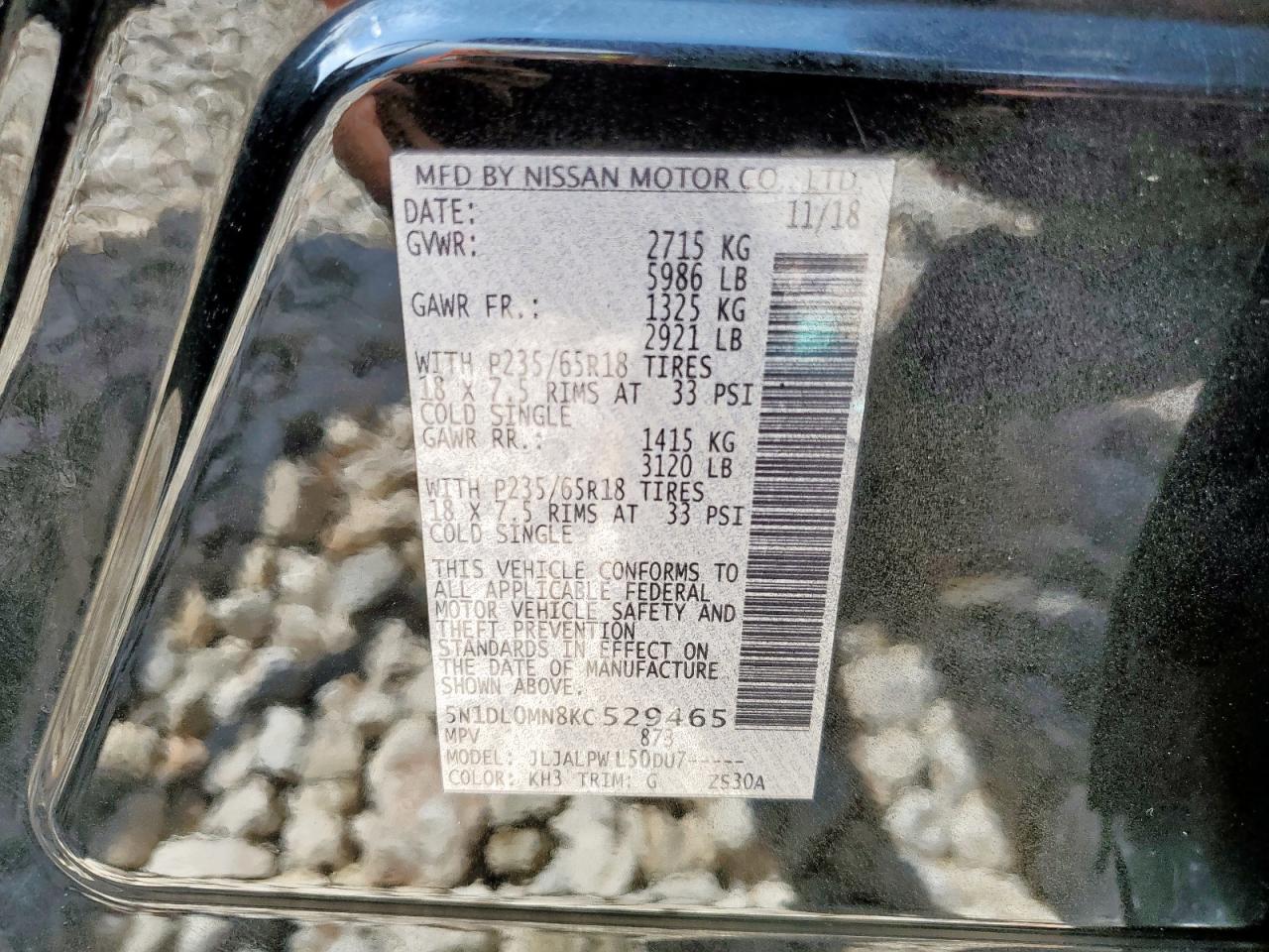 2019 Infiniti Qx60 Luxe VIN: 5N1DL0MN8KC529465 Lot: 63755145