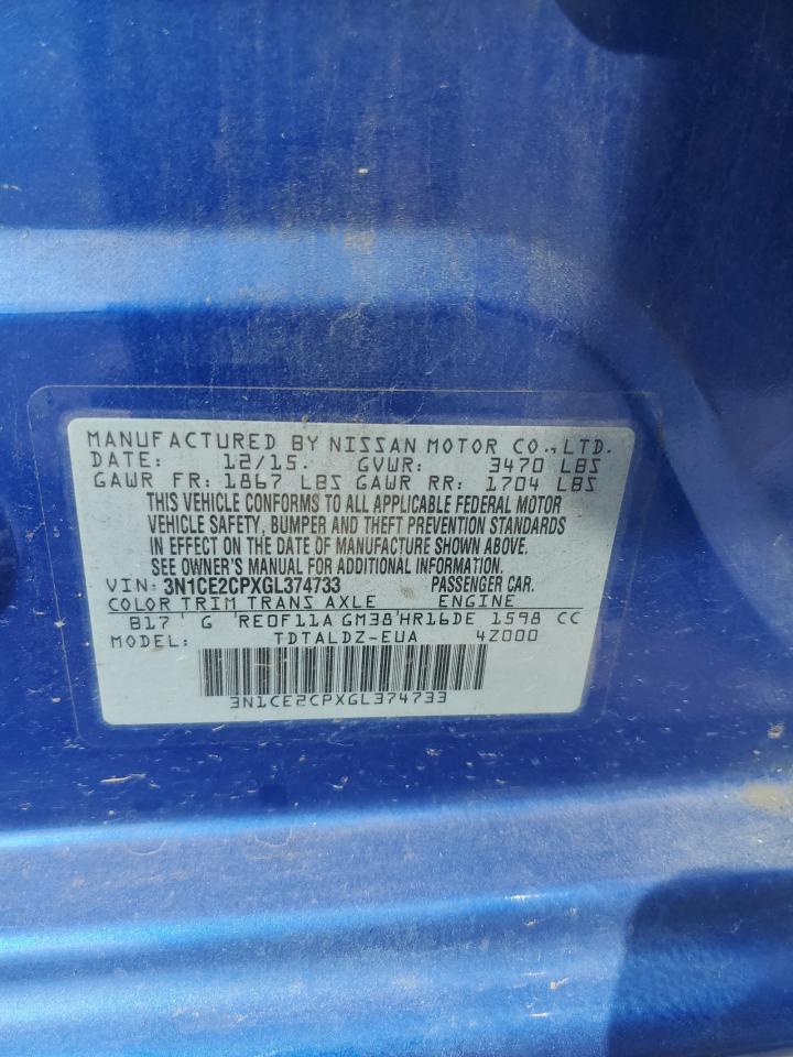 2016 Nissan Versa Note S VIN: 3N1CE2CPXGL374733 Lot: 63322835