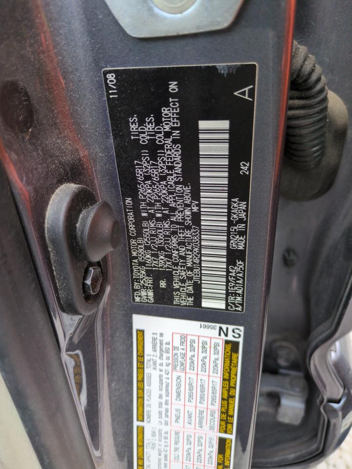 2009 Toyota 4Runner Sr5 VIN: JTEBU14R29K038337 Lot: 62426435
