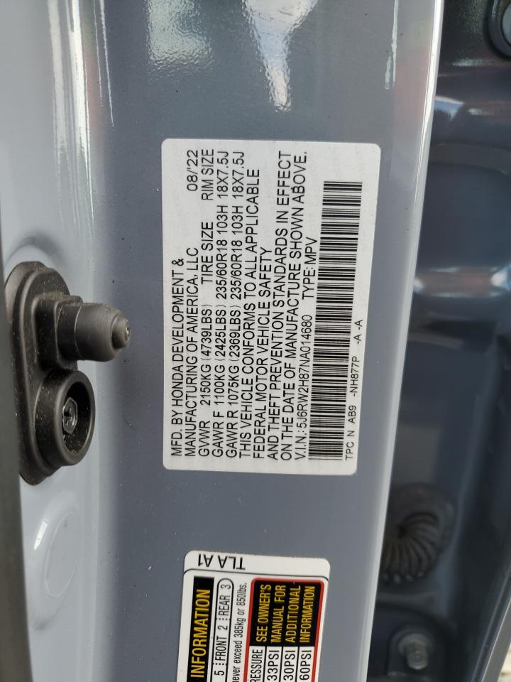 2022 Honda Cr-V Exl VIN: 5J6RW2H87NA014680 Lot: 64042875