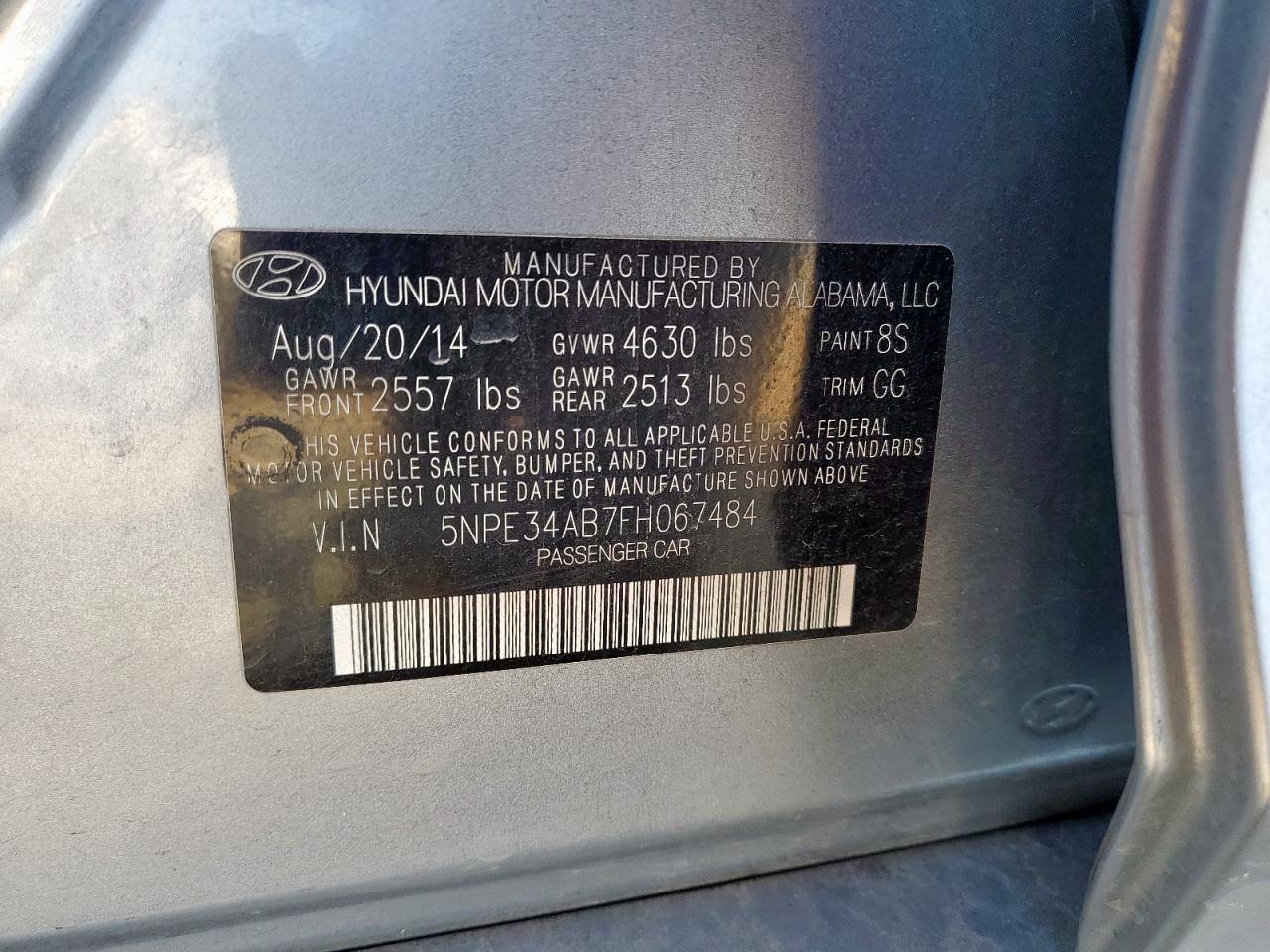 2015 Hyundai Sonata Sport VIN: 5NPE34AB7FH067484 Lot: 64378815