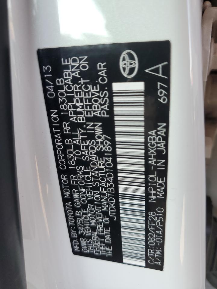 2013 Toyota Prius C VIN: JTDKDTB34D1041897 Lot: 64430795