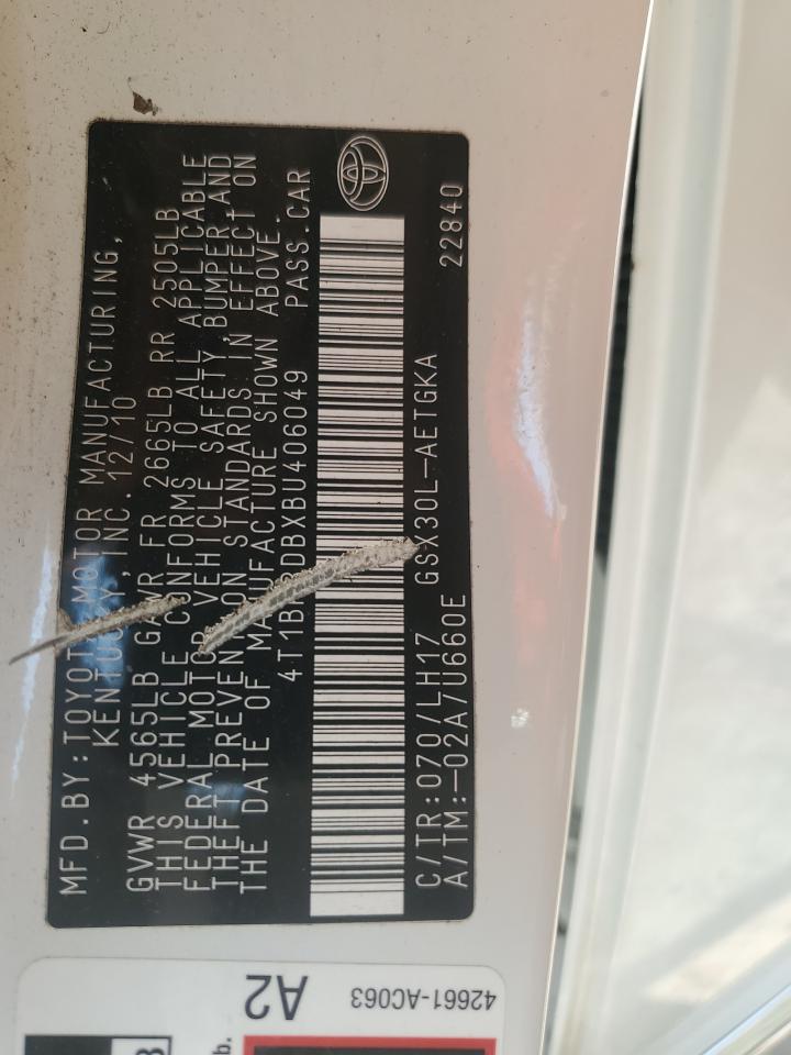 2011 Toyota Avalon Base VIN: 4T1BK3DBXBU406049 Lot: 66700855