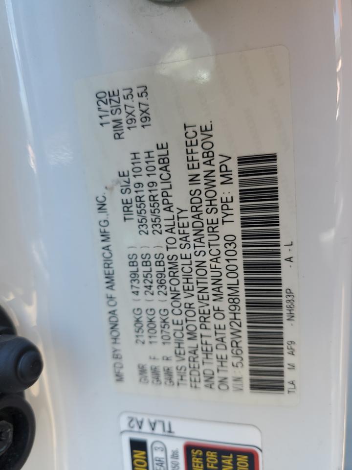 2021 Honda Cr-V Touring VIN: 5J6RW2H98ML001030 Lot: 65381705