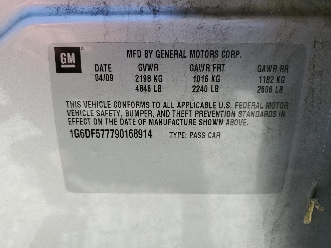 2009 Cadillac Cts VIN: 1G6DF577790168914 Lot: 66562065