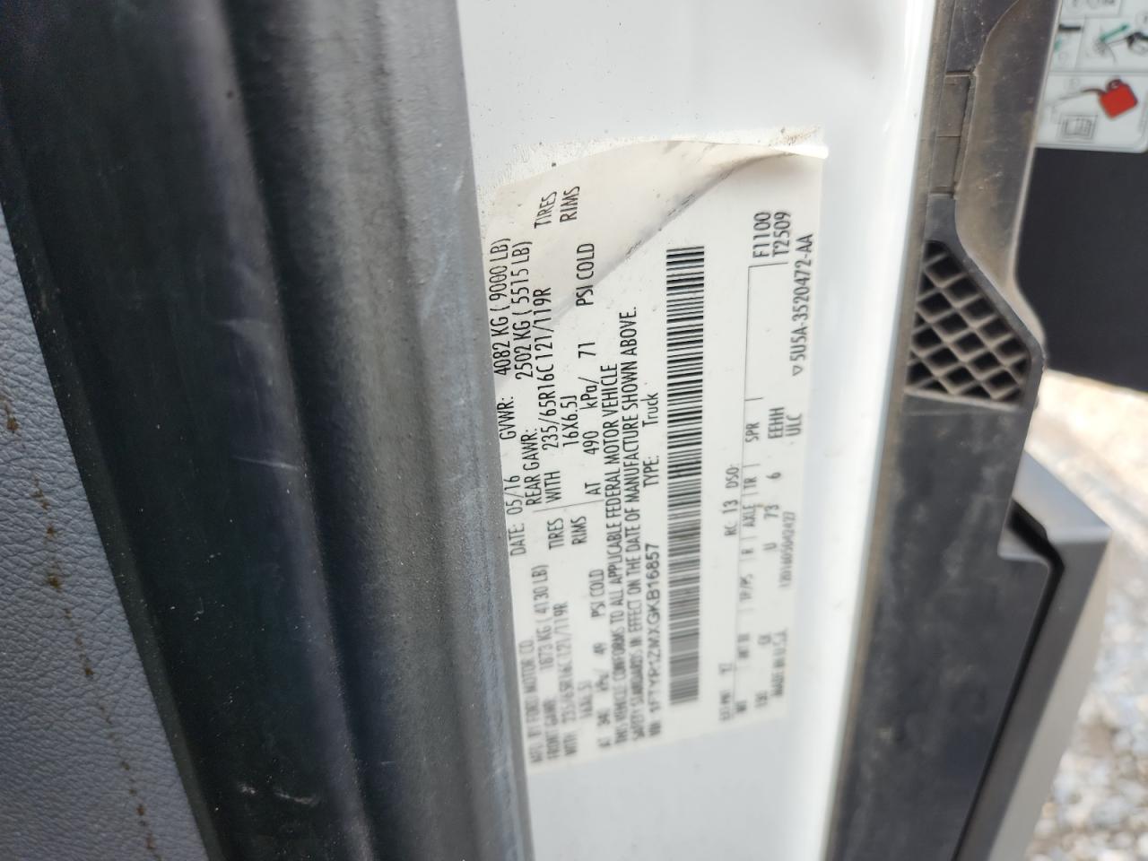 2016 Ford Transit T-250 VIN: 1FTYR1ZMXGKB16857 Lot: 63183255