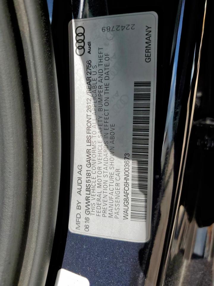 2017 Audi A6 Premium Plus VIN: WAUG8AFC6HN003673 Lot: 65113635