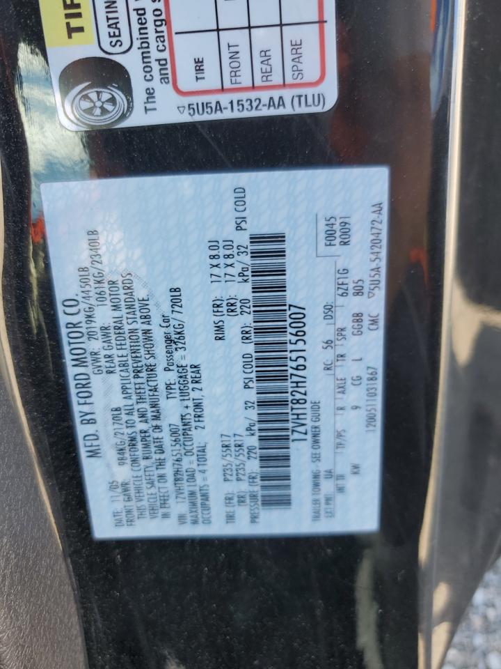 2006 Ford Mustang Gt VIN: 1ZVHT82H765156007 Lot: 66899865