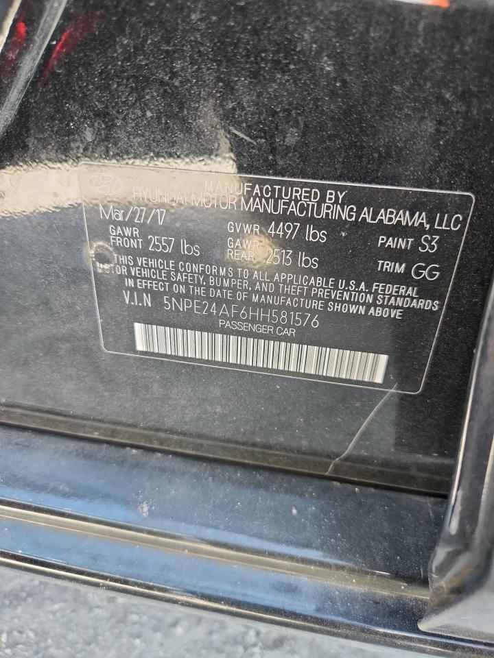 2017 Hyundai Sonata Se VIN: 5NPE24AF6HH581576 Lot: 65369985