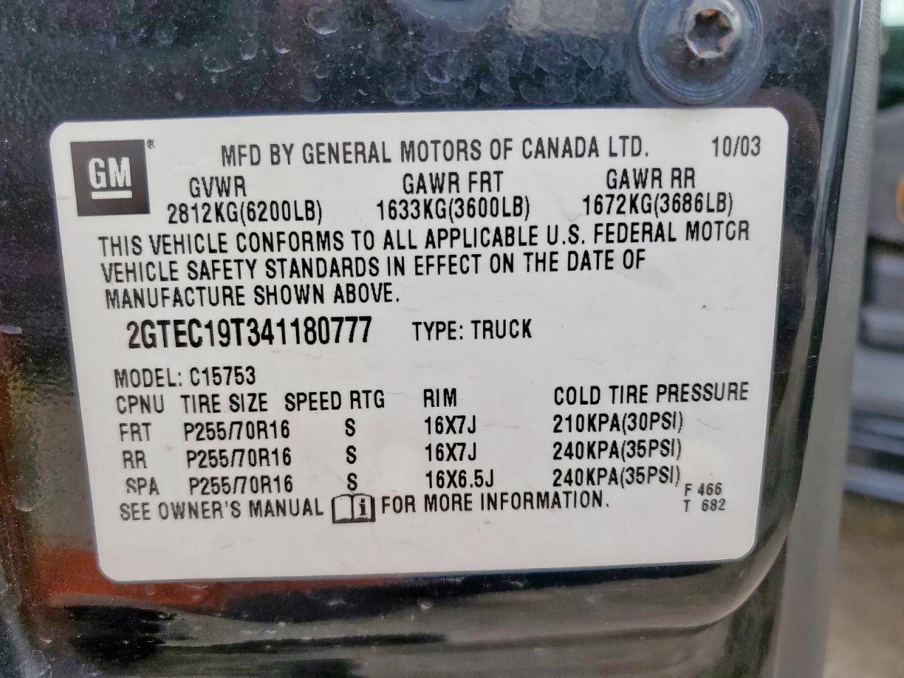 2004 GMC New Sierra C1500 VIN: 2GTEC19T341180777 Lot: 67061275