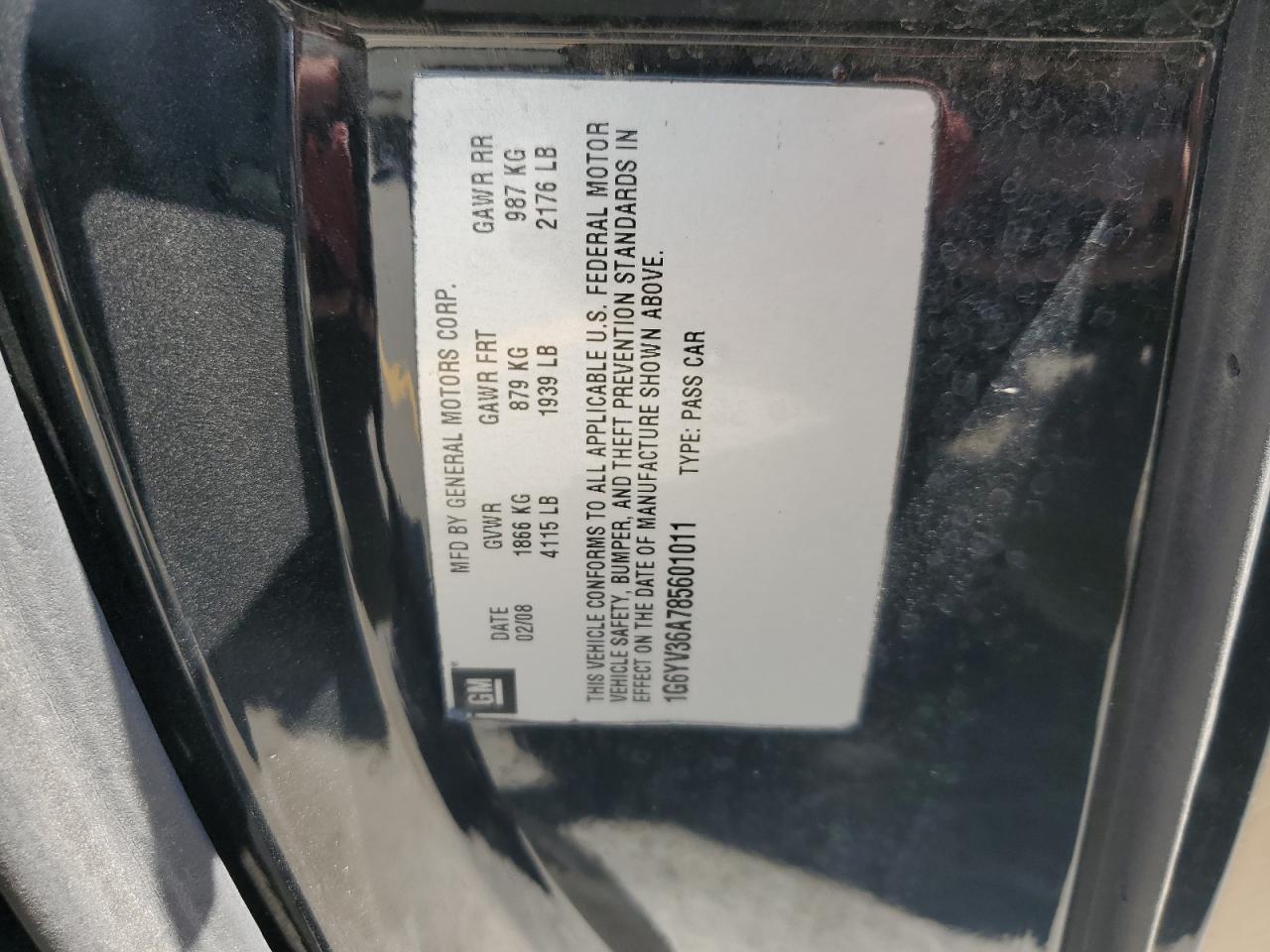 2008 Cadillac Xlr VIN: 1G6YV36A785601011 Lot: 65002655